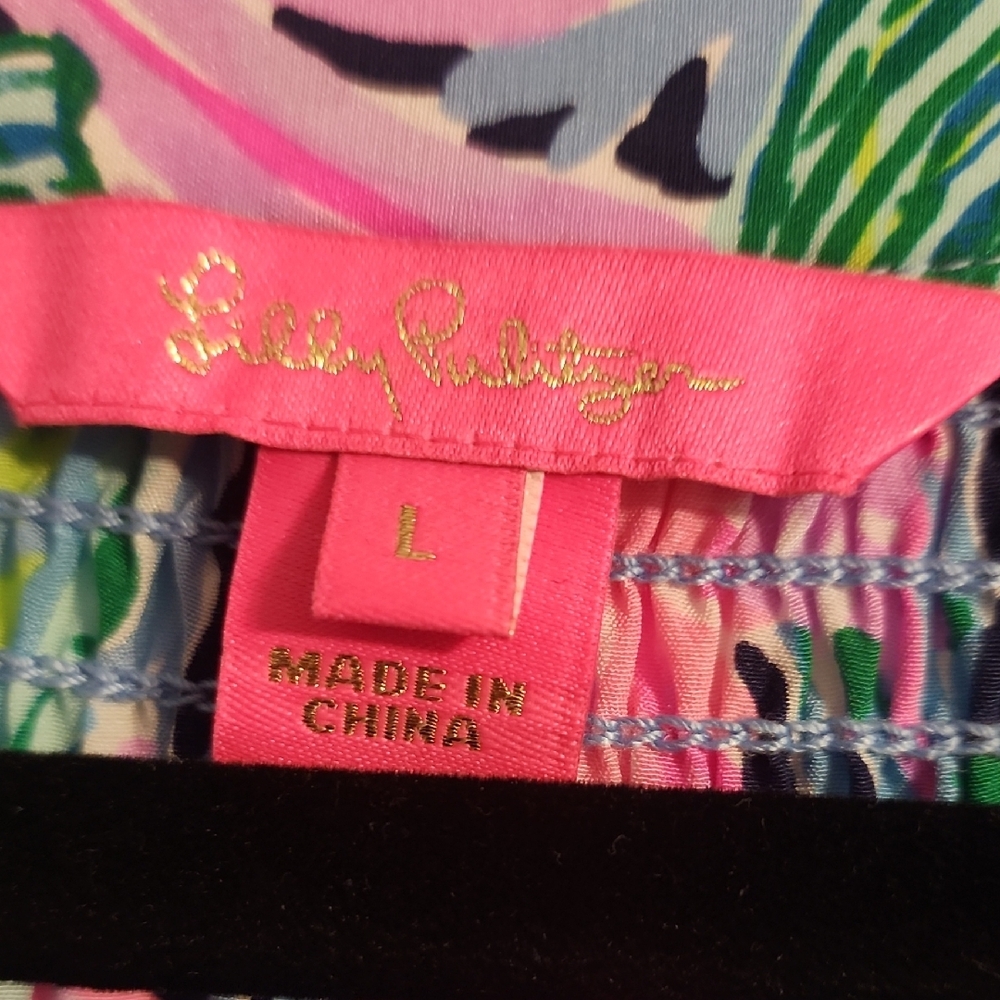Lilly Pulitzer Pink and Blue Tropical Elsa Blouse - Picture 2 of 3